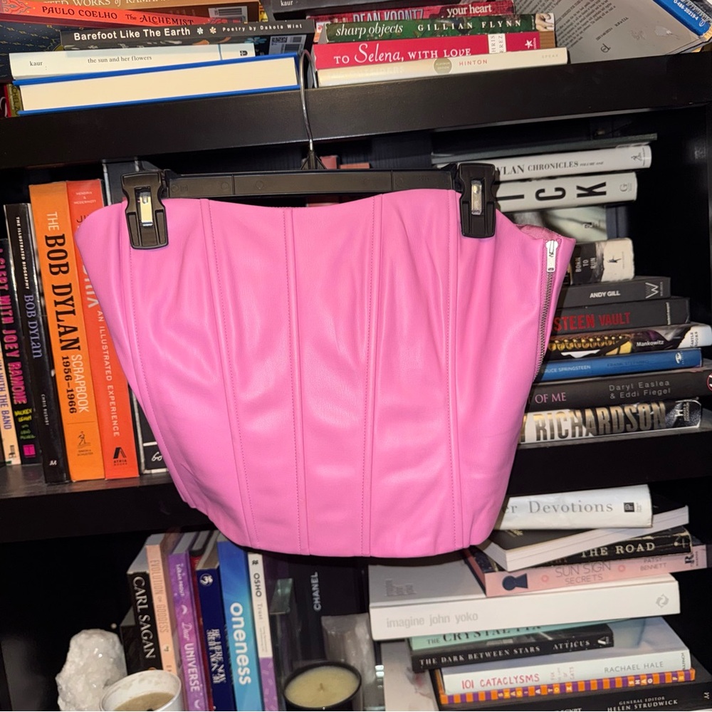 MESHKI FAUX LEATHER TUBE TOP
